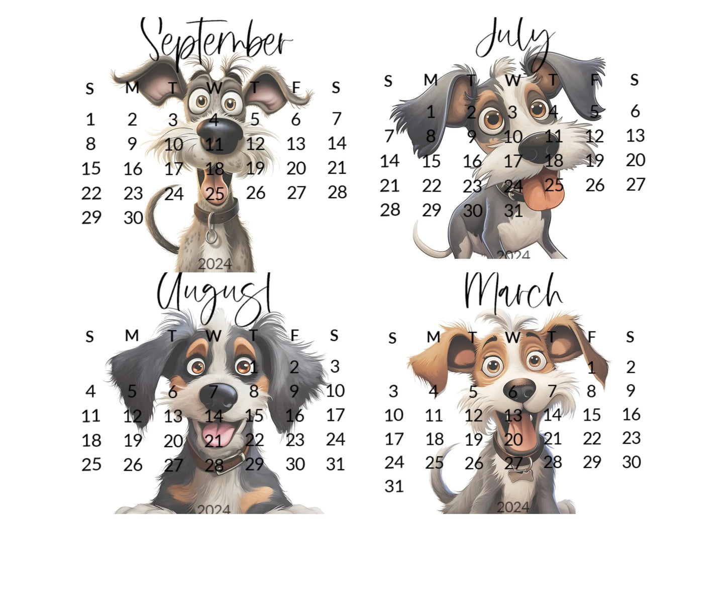 Goofy dogs 2026 stand up calendar for small desk - optional wooden stand - Mini dog calendar-dog lover christmas gift, coworker, friend, mom - The Pawprint Paperie