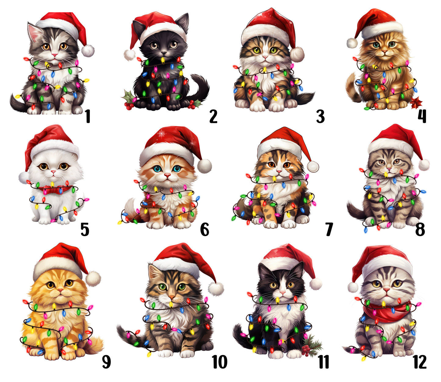 Christmas Cat Address Labels β Holiday Return Address Stickers with Cats in Santa Hats & Lights β FREE Matching Envelope Seals - The Pawprint Paperie