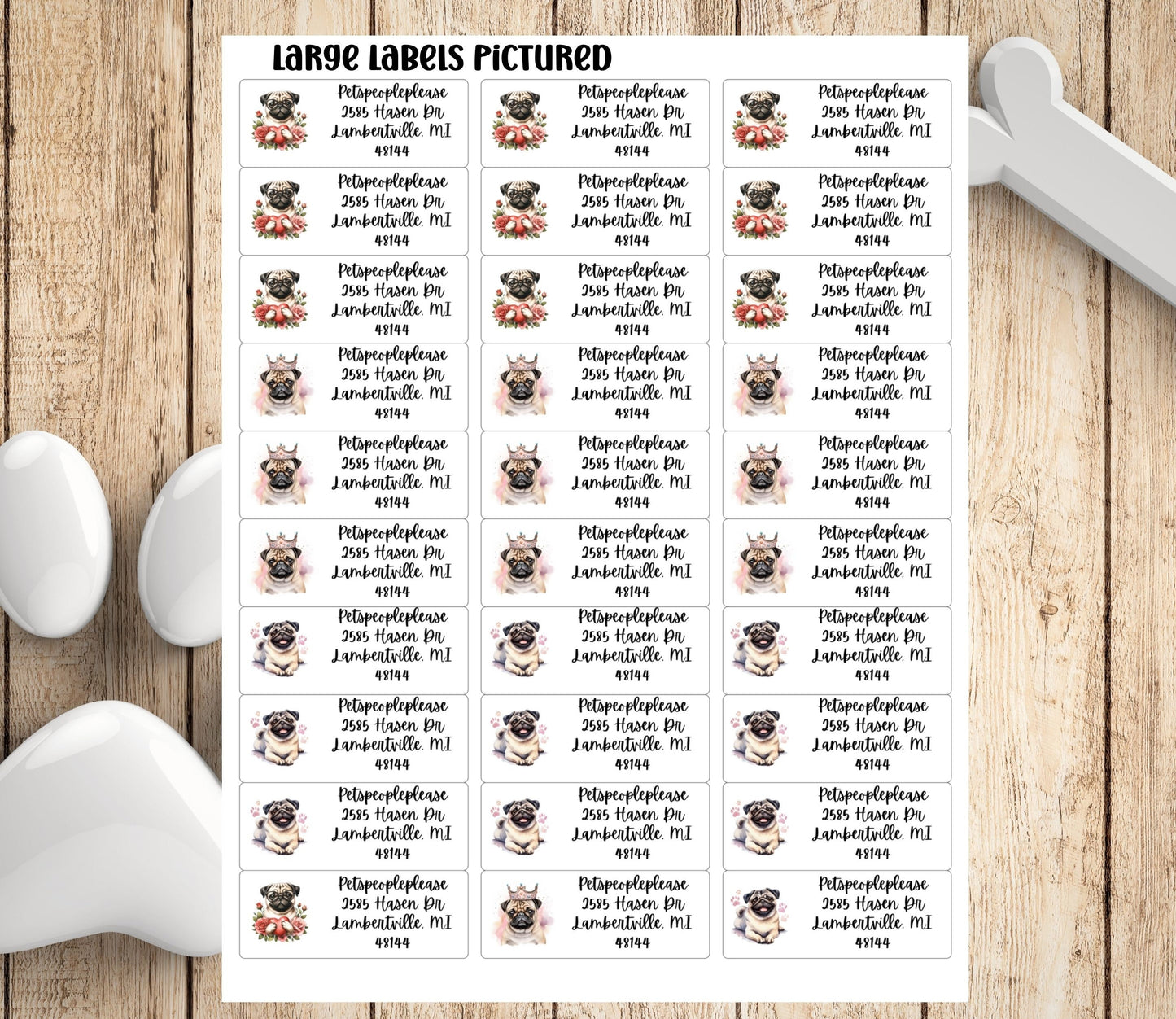Cute Pug Return Address Labels with FREE Envelope Seal Dog Stickers. The perfect gift for the Pug mom - The Pawprint Paperie
