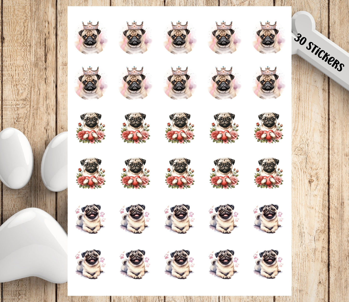 Cute Pug Return Address Labels with FREE Envelope Seal Dog Stickers. The perfect gift for the Pug mom - The Pawprint Paperie