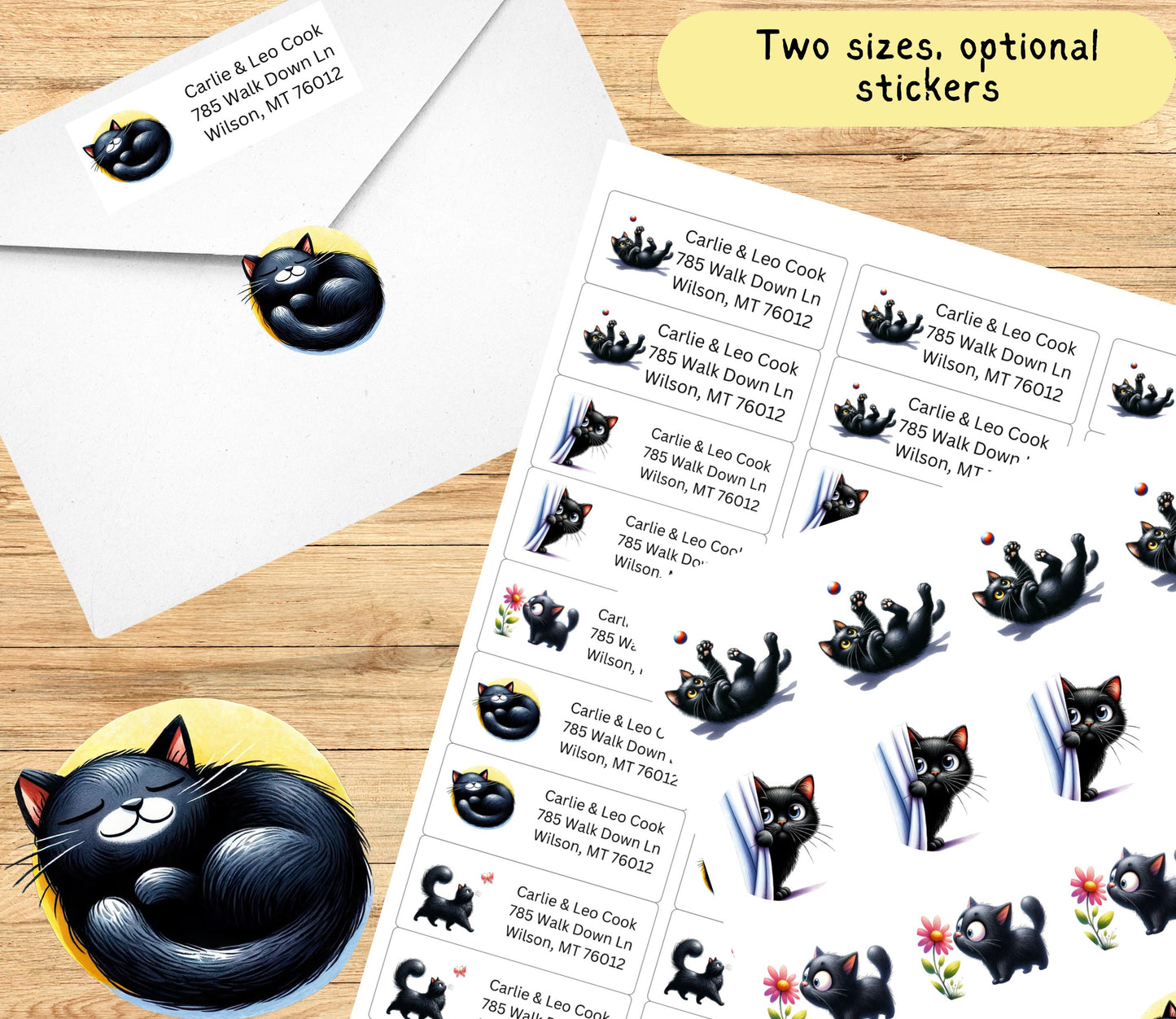 Personalized Funny Black Cats Return Address Labels | photo sticker | envelope addressing | personal sticker label | gift for dog mom - The Pawprint Paperie