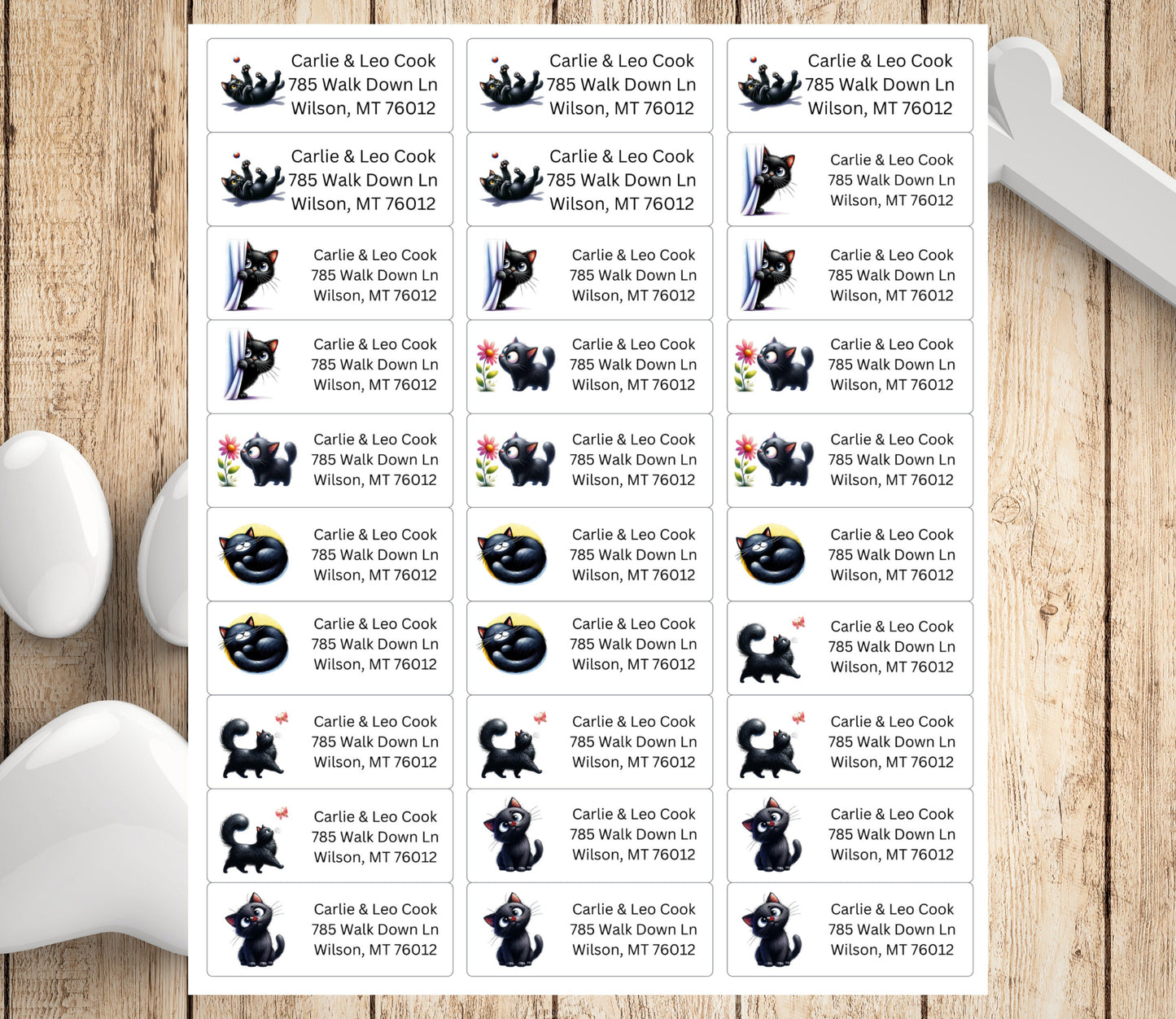Personalized Funny Black Cats Return Address Labels | photo sticker | envelope addressing | personal sticker label | gift for dog mom - The Pawprint Paperie