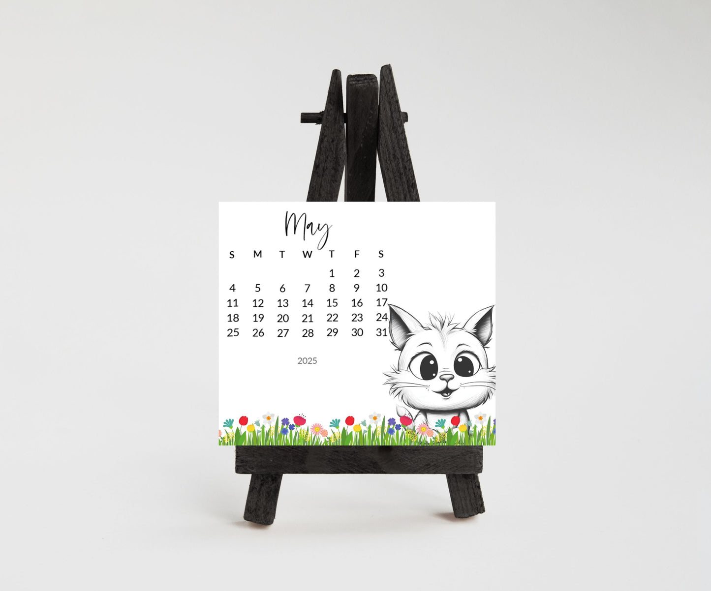 Funny Cat Desk Calendar 2026: Laminated Mini Monthly Calendar - The Pawprint Paperie