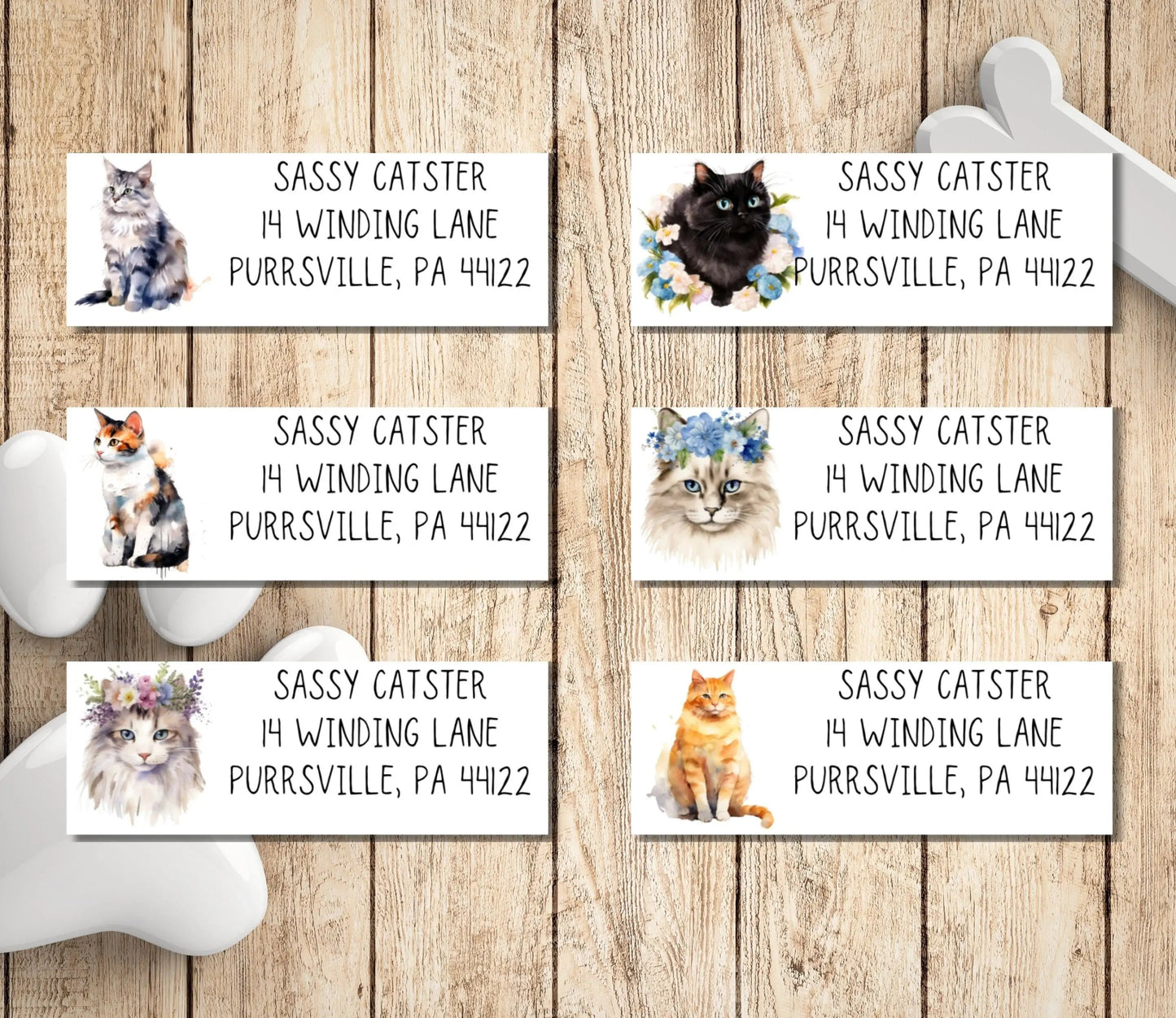 Custom Cat return address label stickers, round cat planner stickers, envelope seals, snail mail, personalized address label, Choose 3 cats - The Pawprint Paperie