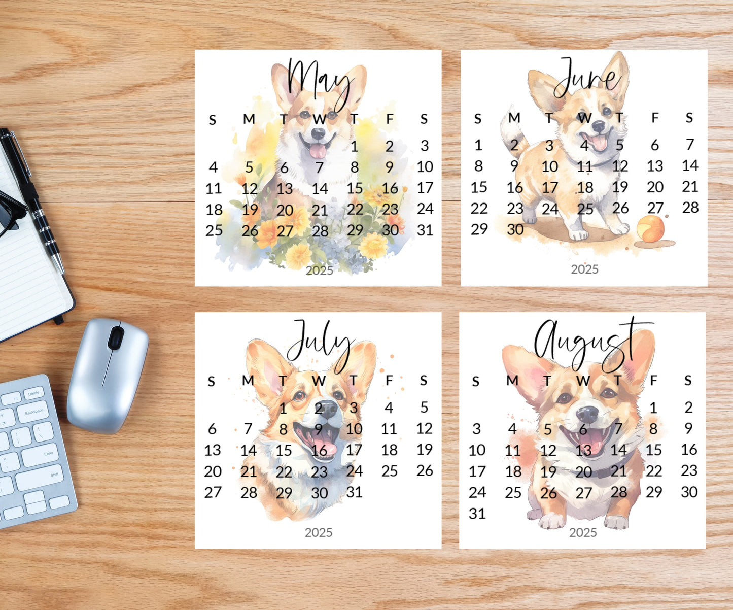2026 Corgi Small Desk Calendar: Cute Dog Lover Gift - The Pawprint Paperie