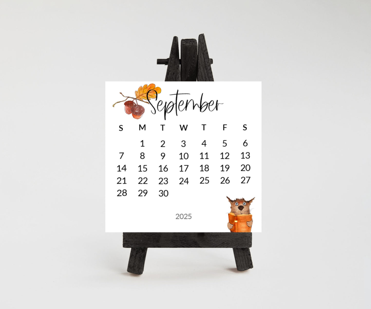 Silly cat small desk 2026 Calendar - Stand up mini calendar desktop or tabletop - small space calendar optional wood display stand/easel - The Pawprint Paperie