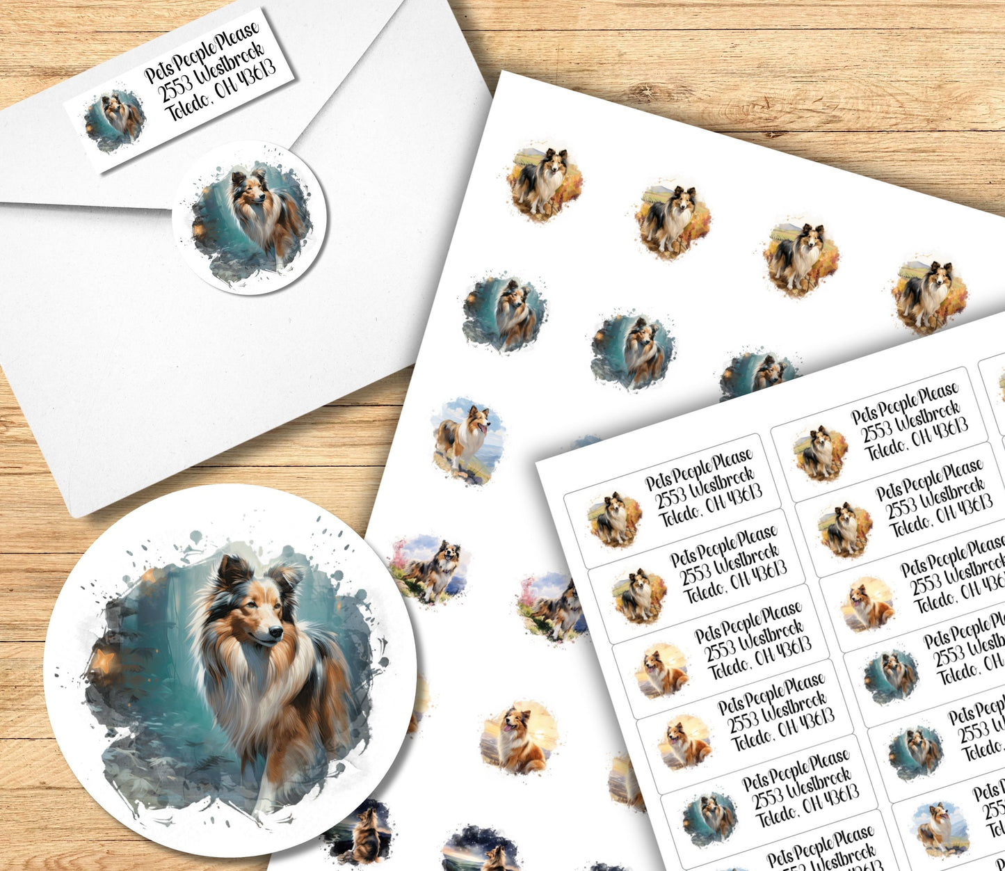 Return Address Label Stickers Sheltie | Peel and Stick Mailing Address Labels | Shetland Sheepdog envelope seal stickers - Dog Lover Gift - The Pawprint Paperie