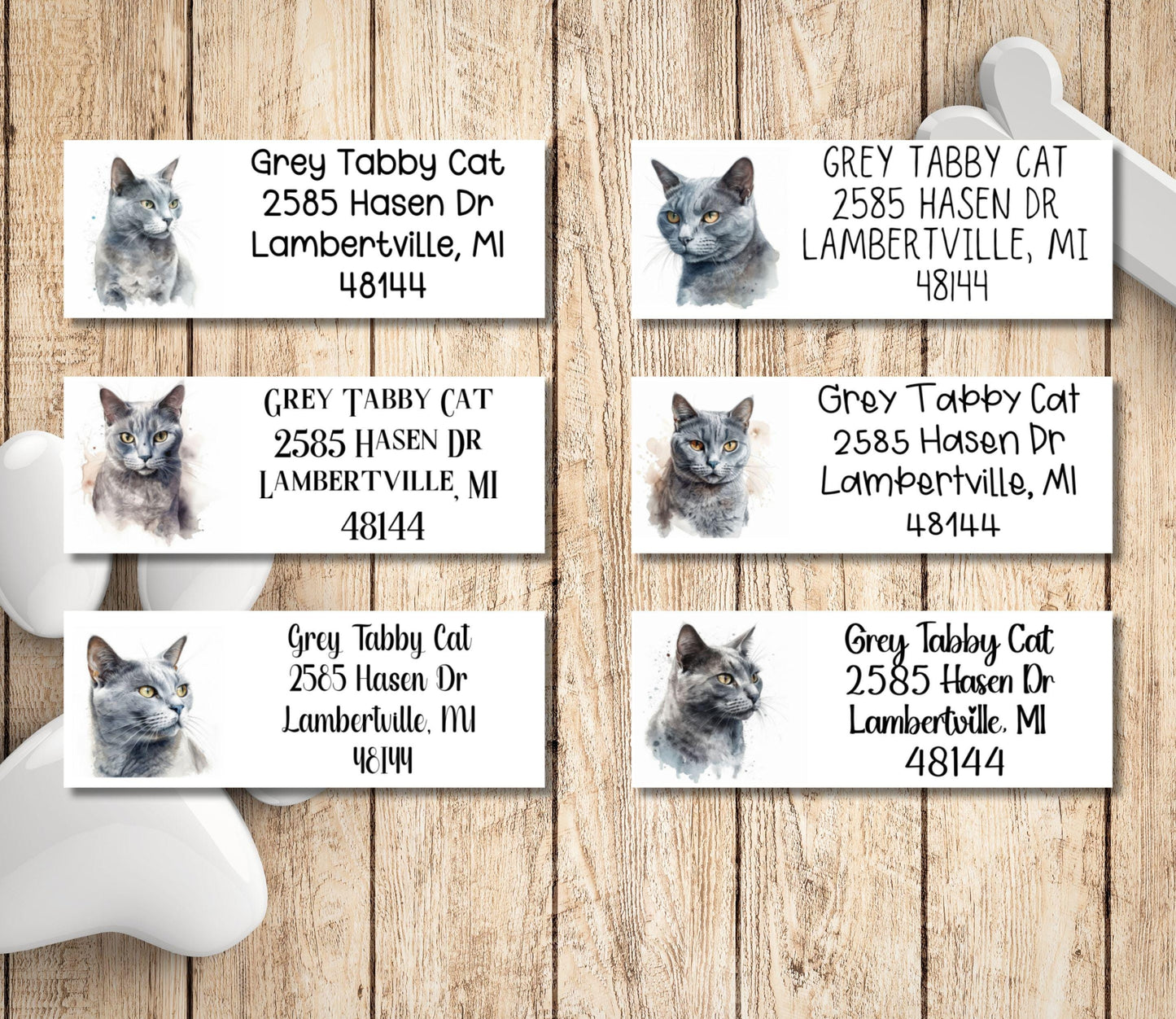 Grey Tabby Cat Return Address Labels – Custom Mailing Stickers with FREE Matching Envelope Seals – Cat Lover Gift, Cat Mom Stationery - The Pawprint Paperie