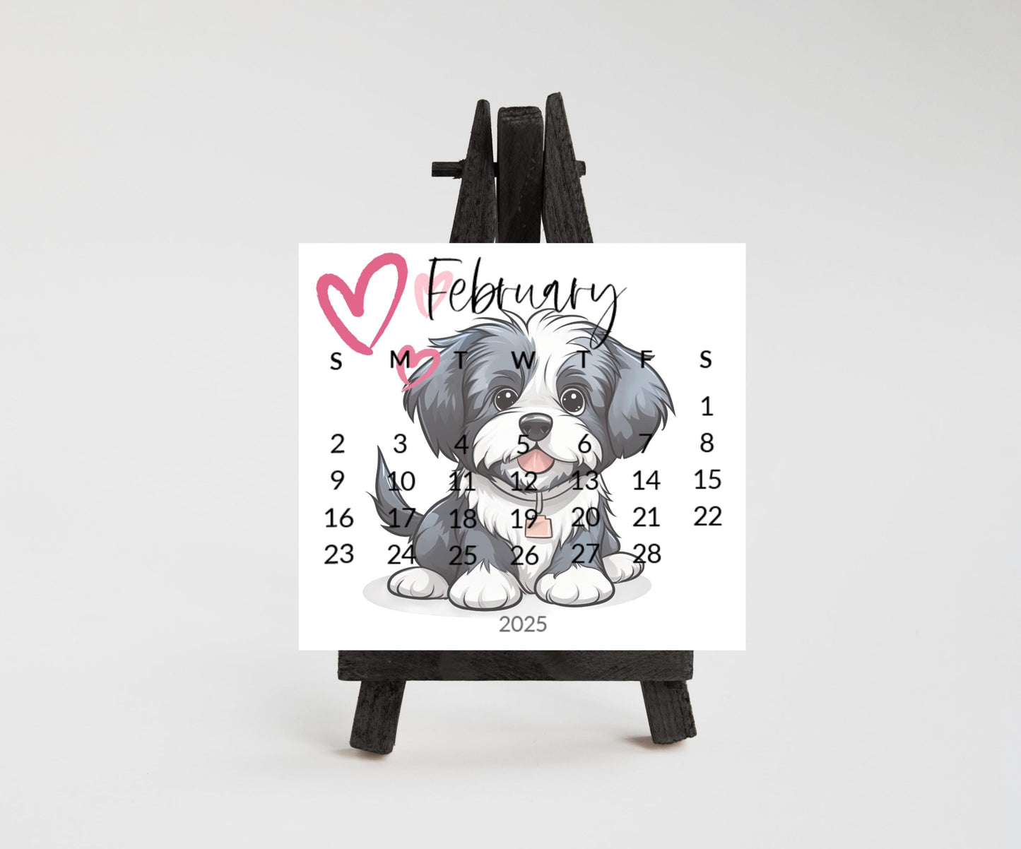 2026 Calendar Havanese small desk space stand up calendar-Desktop or tabletop calendar-gift Havanese lover mom - The Pawprint Paperie