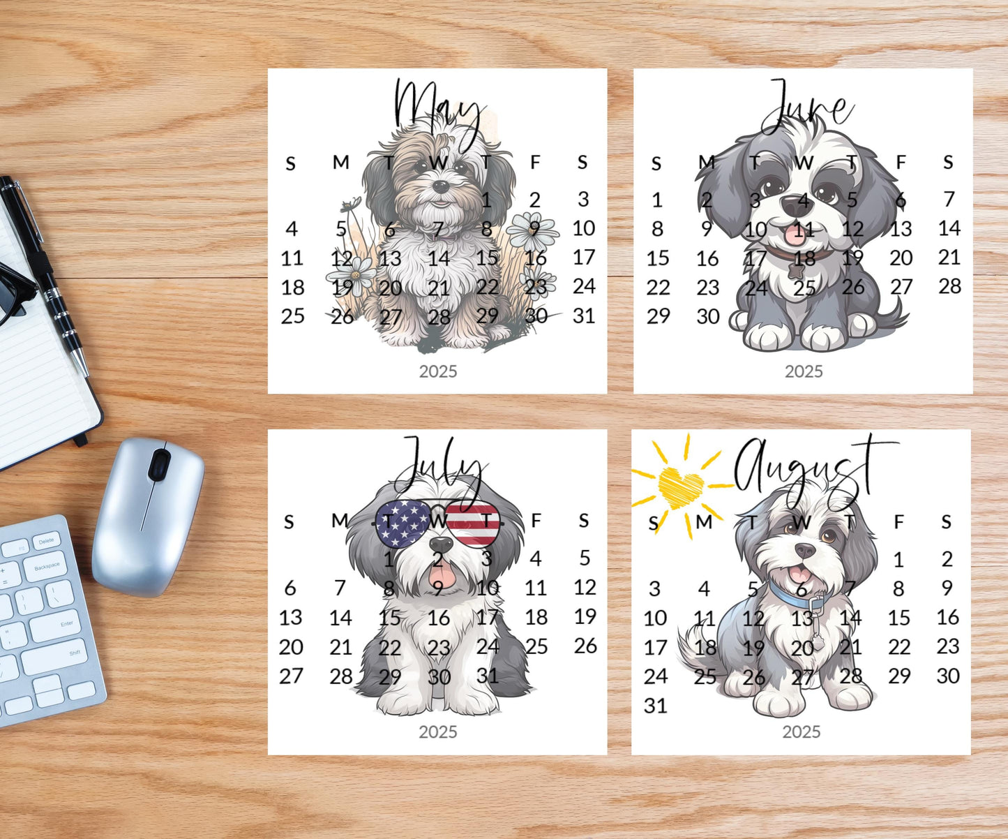 2026 Calendar Havanese small desk space stand up calendar-Desktop or tabletop calendar-gift Havanese lover mom - The Pawprint Paperie