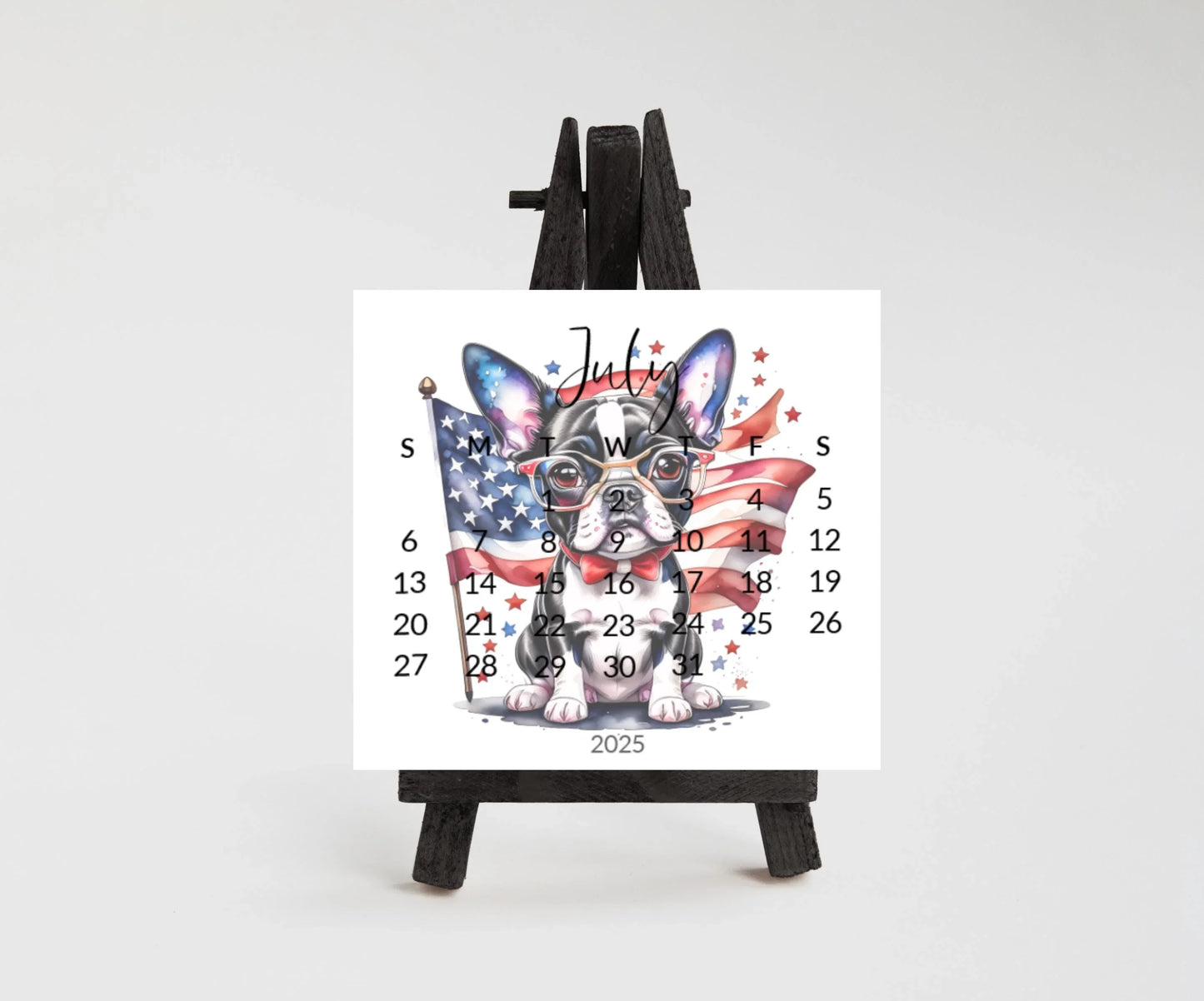 2025 Boston Terrier Mini Desk Calendar: Laminated Dog Mom Gift - The Pawprint Paperie