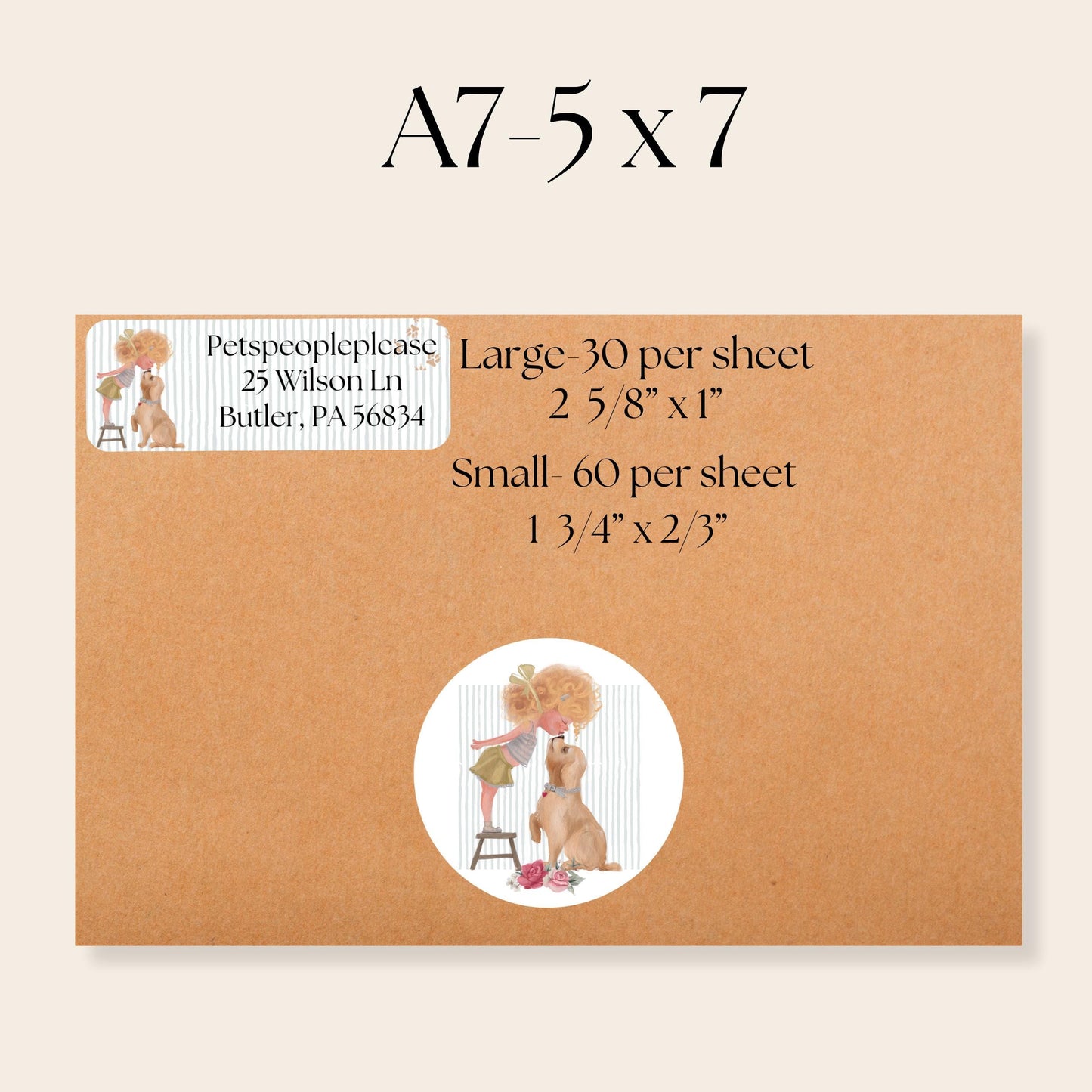 Custom Dog & Girl Address Label, FREE Matching Envelope Seals, Cute Puppy Mailing Stickers, Pet Mom Gift, Custome Printed Return Address Set - The Pawprint Paperie