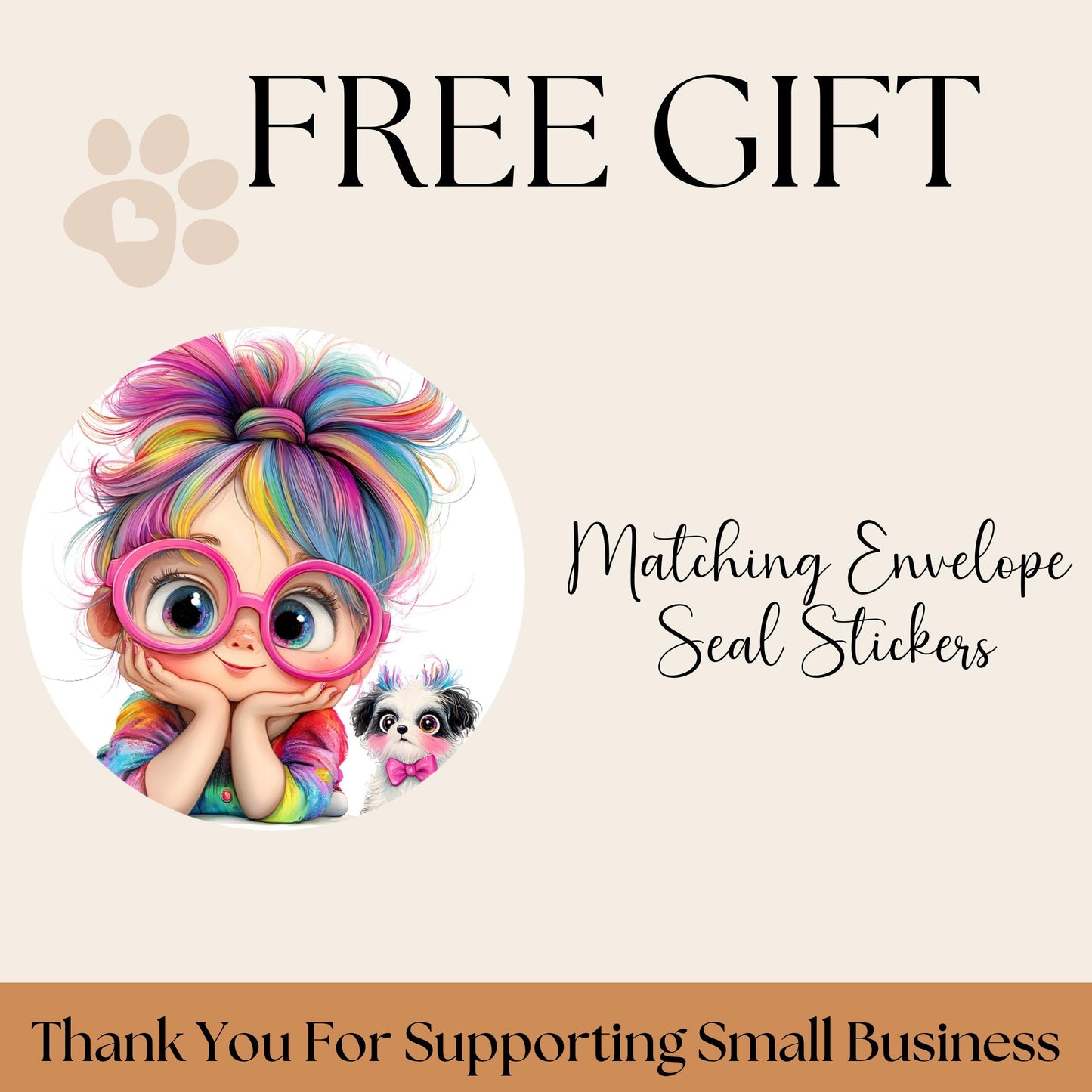 Quirky Girl & Dog Return Address Label with FREE Matching Envelope Seal Stickers, Personalized Mailing Set, Dog Mom Gift, Fun Mail Art - The Pawprint Paperie