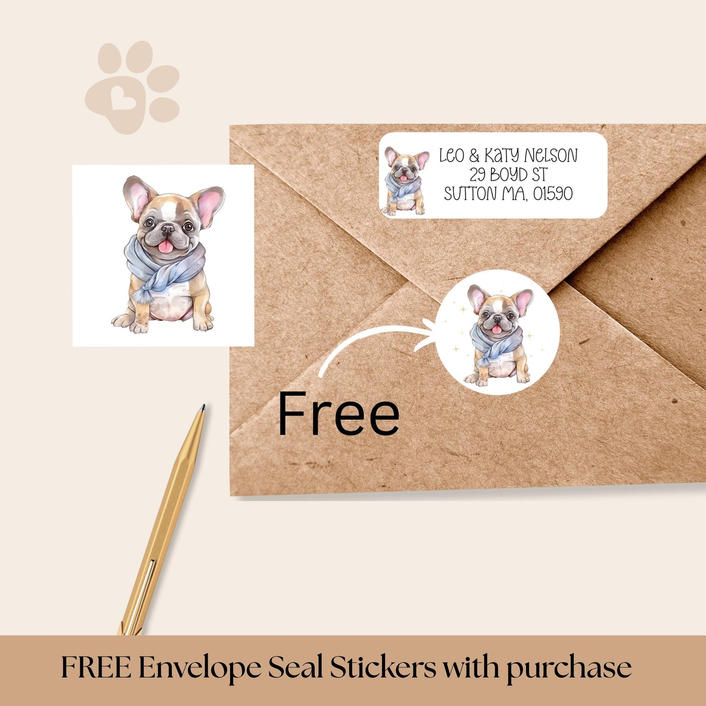 Dog Address labels french bulldog - Custom return address mailing - envelope seal -Good notes dog planner sticker - Frenchie owner gift - The Pawprint Paperie