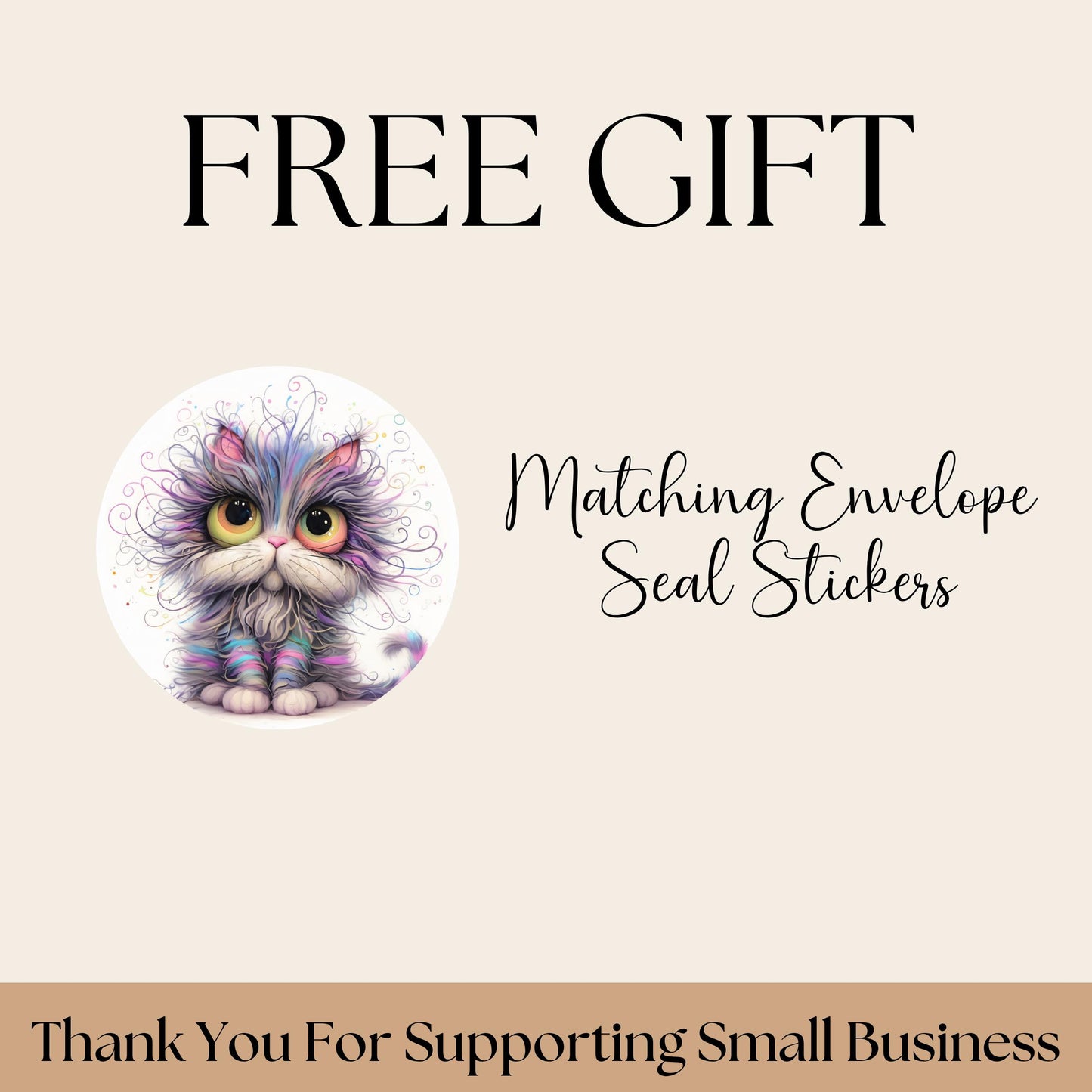 Funny Rainbow Cat Return Address Labels with FREE Envelope Seals - The Pawprint Paperie