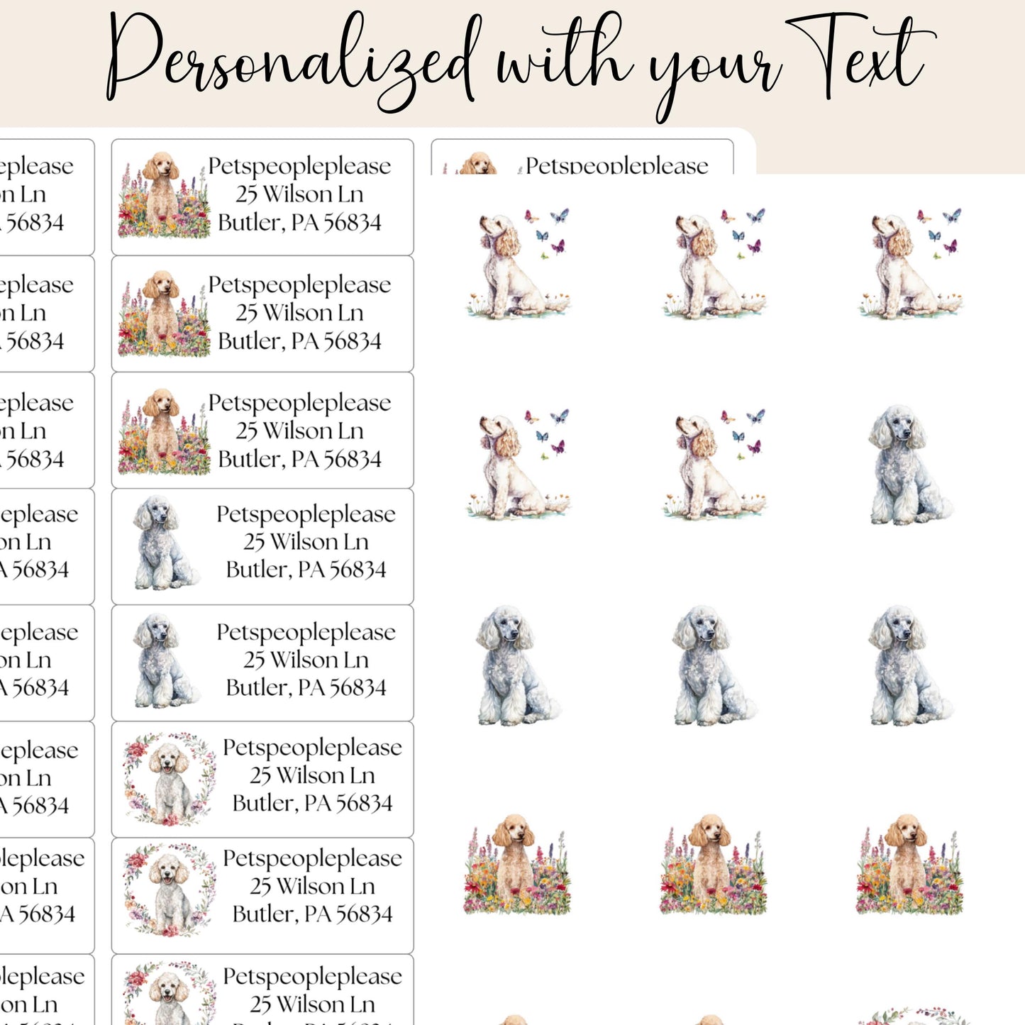 Standard Poodle Return Address Labels with FREE Matching Envelope Seal Stickers – Dog Lover Gift, Stationery Labels, Mailing Stickers - The Pawprint Paperie