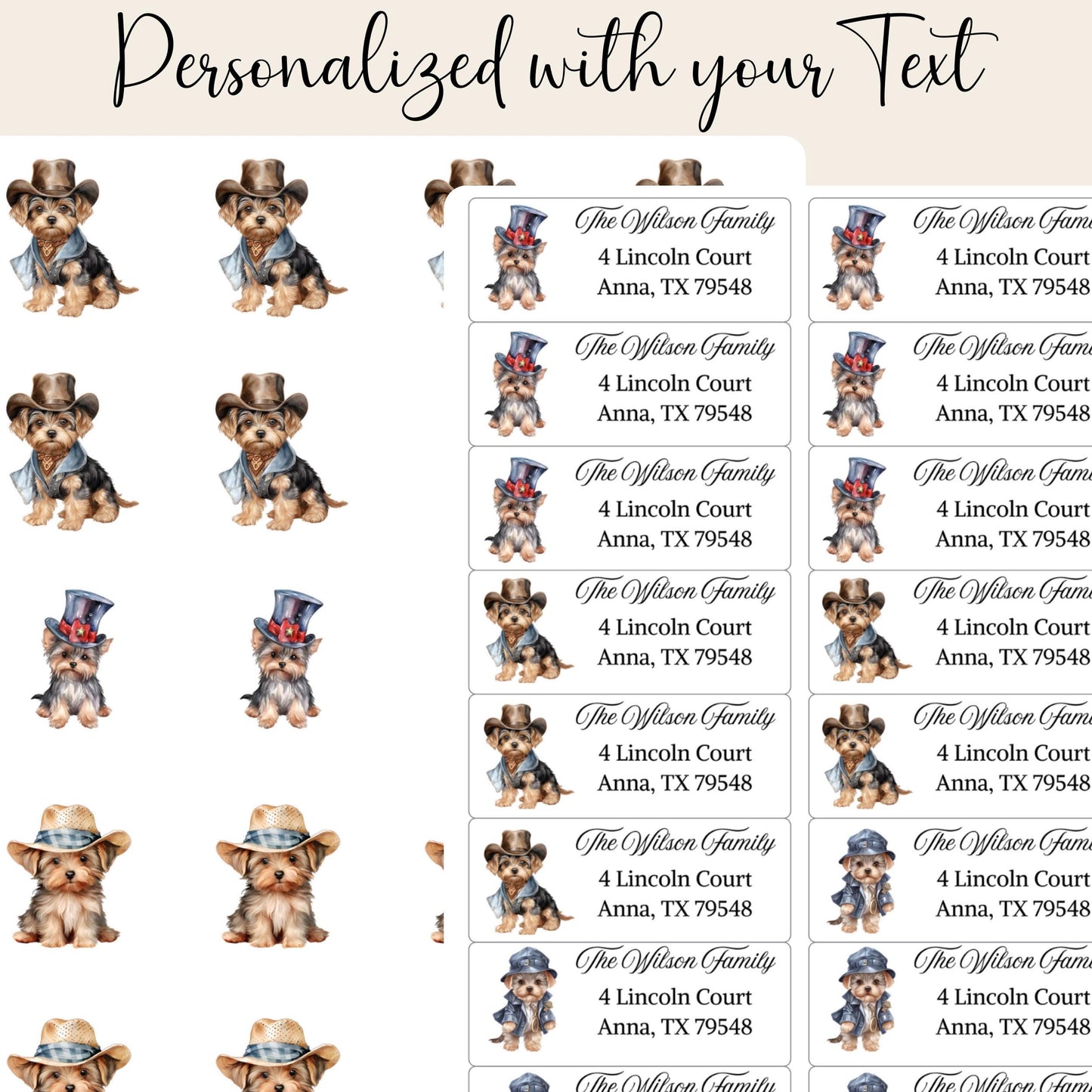 Yorkie Address Labels with FREE Matching Stickers - Dog Lover Gift - The Pawprint Paperie