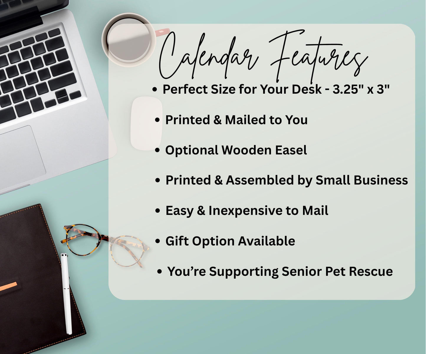 2026 Chihuahua Calendar, Mini Calendar for Small Desk Space, Optional Wood Display Stand, Special Gift for Chihuahua Mom, Cute Dog Calendar - The Pawprint Paperie