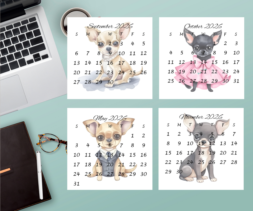 Chihuahua small desk calendar