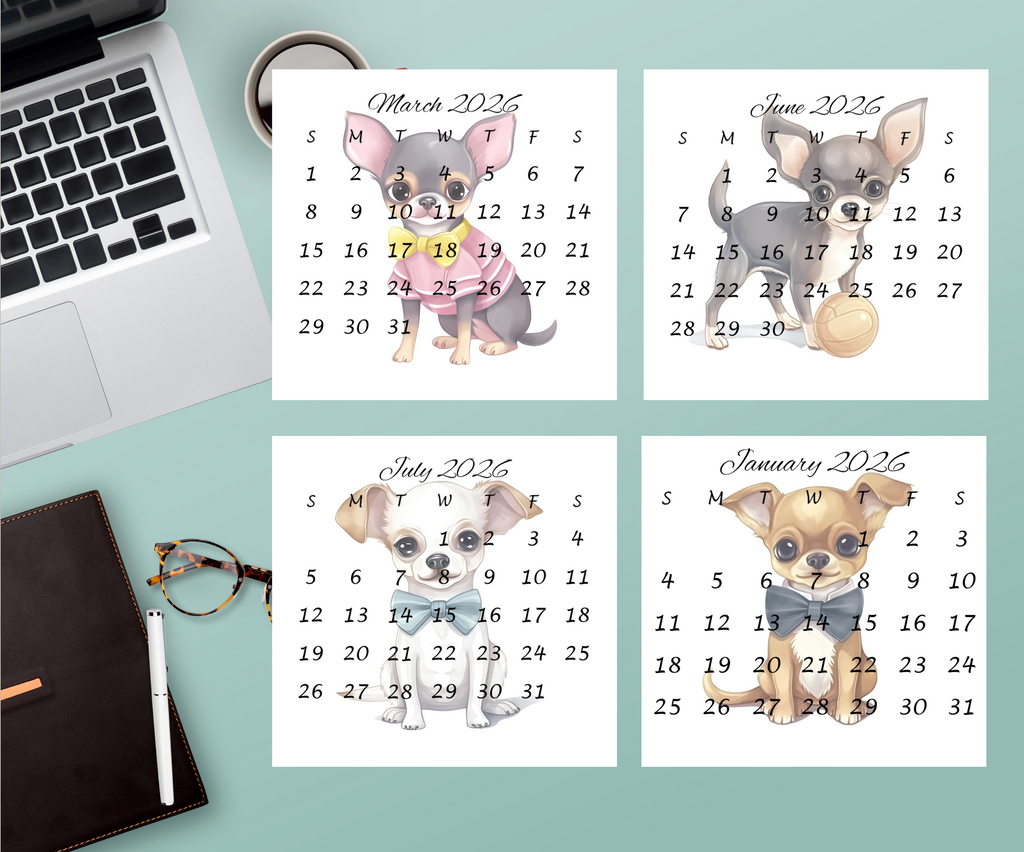 Chihuahua small desk calendar