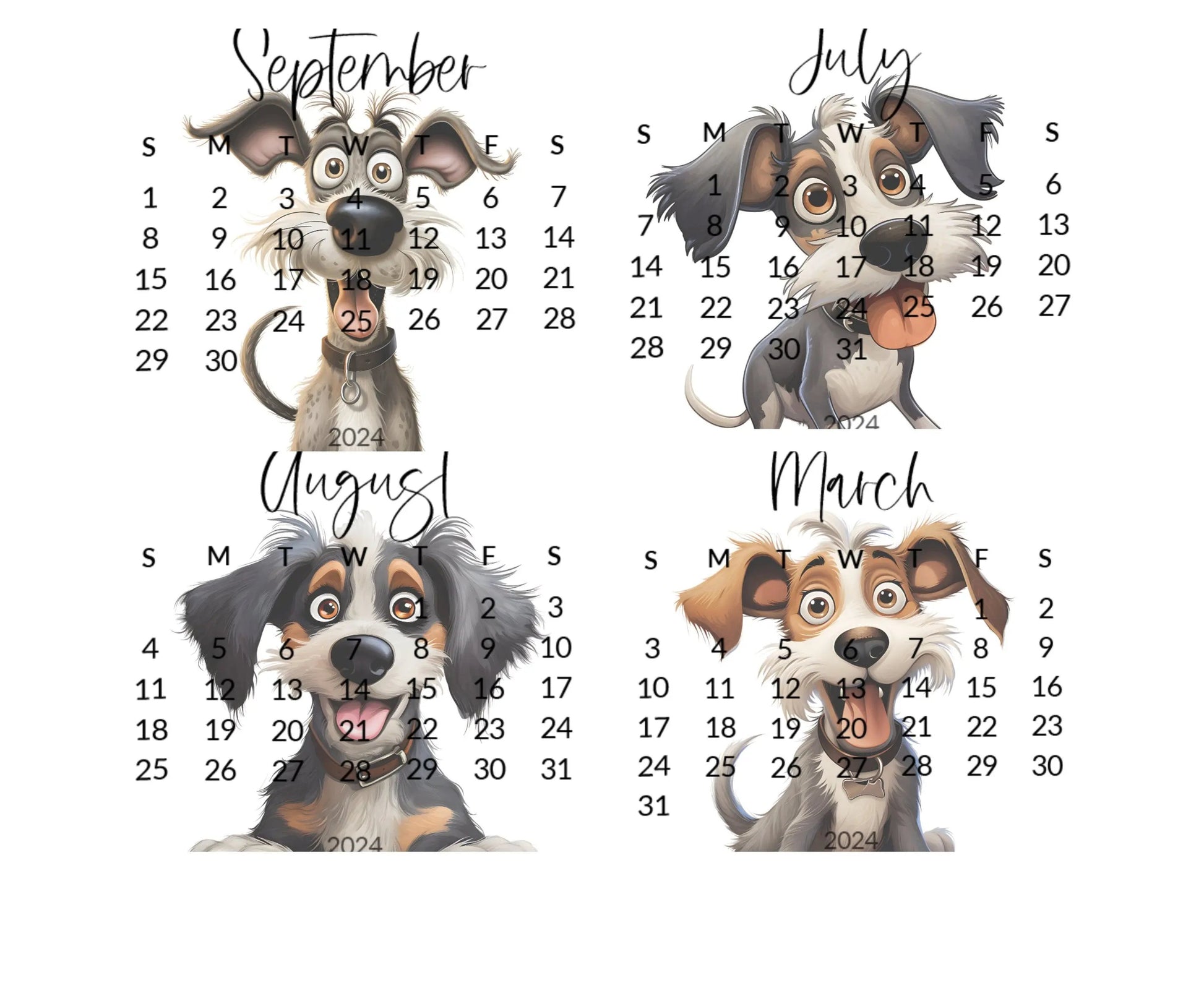 Goofy dogs 2026 stand up calendar for small desk - optional wooden stand - Mini dog calendar-dog lover christmas gift, coworker, friend, mom - The Pawprint Paperie