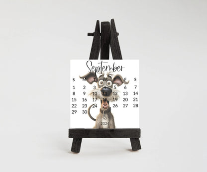 Goofy dogs 2026 stand up calendar for small desk - optional wooden stand - Mini dog calendar-dog lover christmas gift, coworker, friend, mom - The Pawprint Paperie