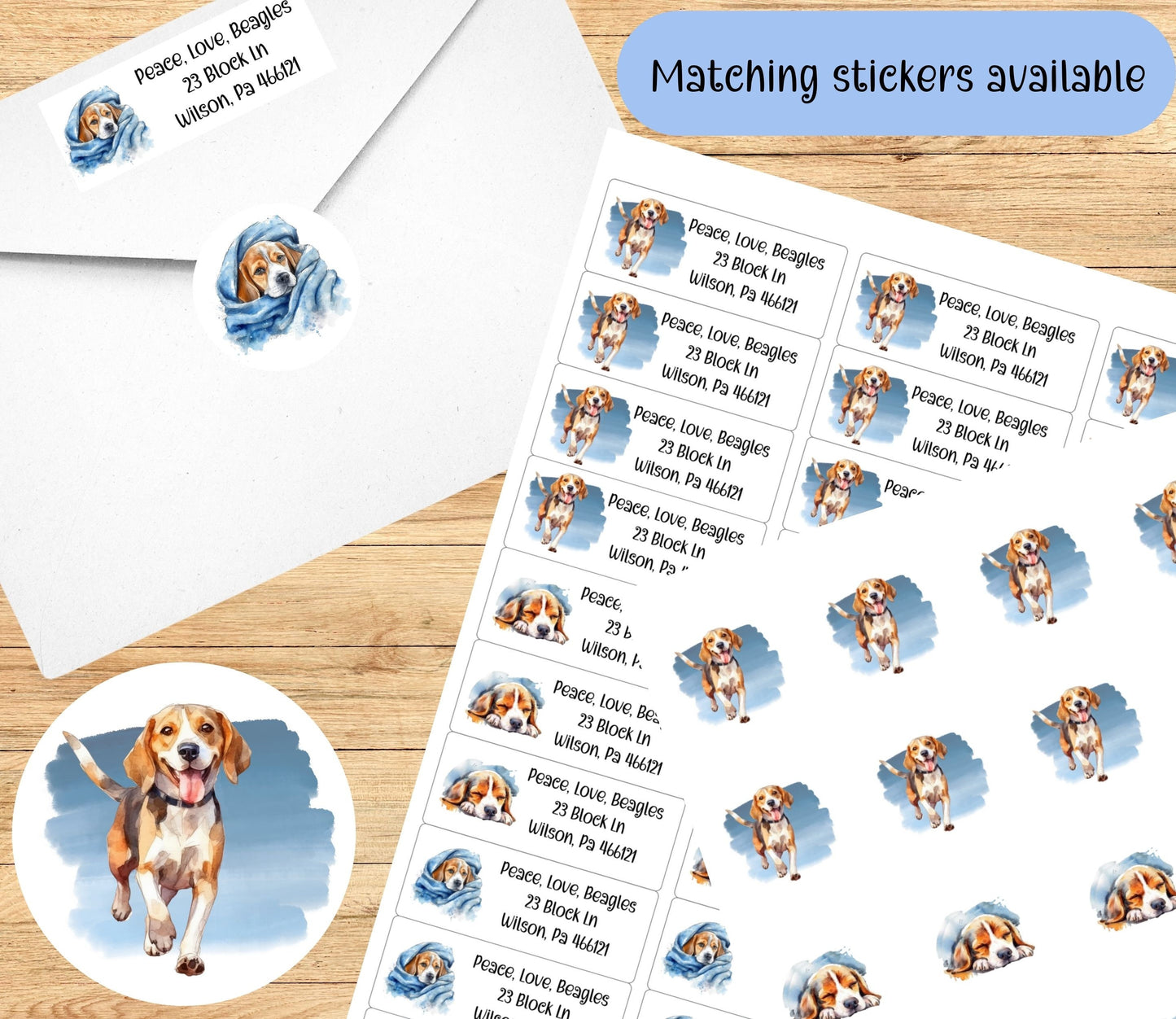 Beagle return address labels - Custom sticker for addressing - personalized - envelope seal stickers -Beagle mom gift - Beagle lover - The Pawprint Paperie