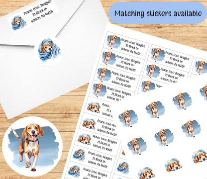 Beagle return address labels - Custom sticker for addressing - personalized - envelope seal stickers -Beagle mom gift - Beagle lover - The Pawprint Paperie