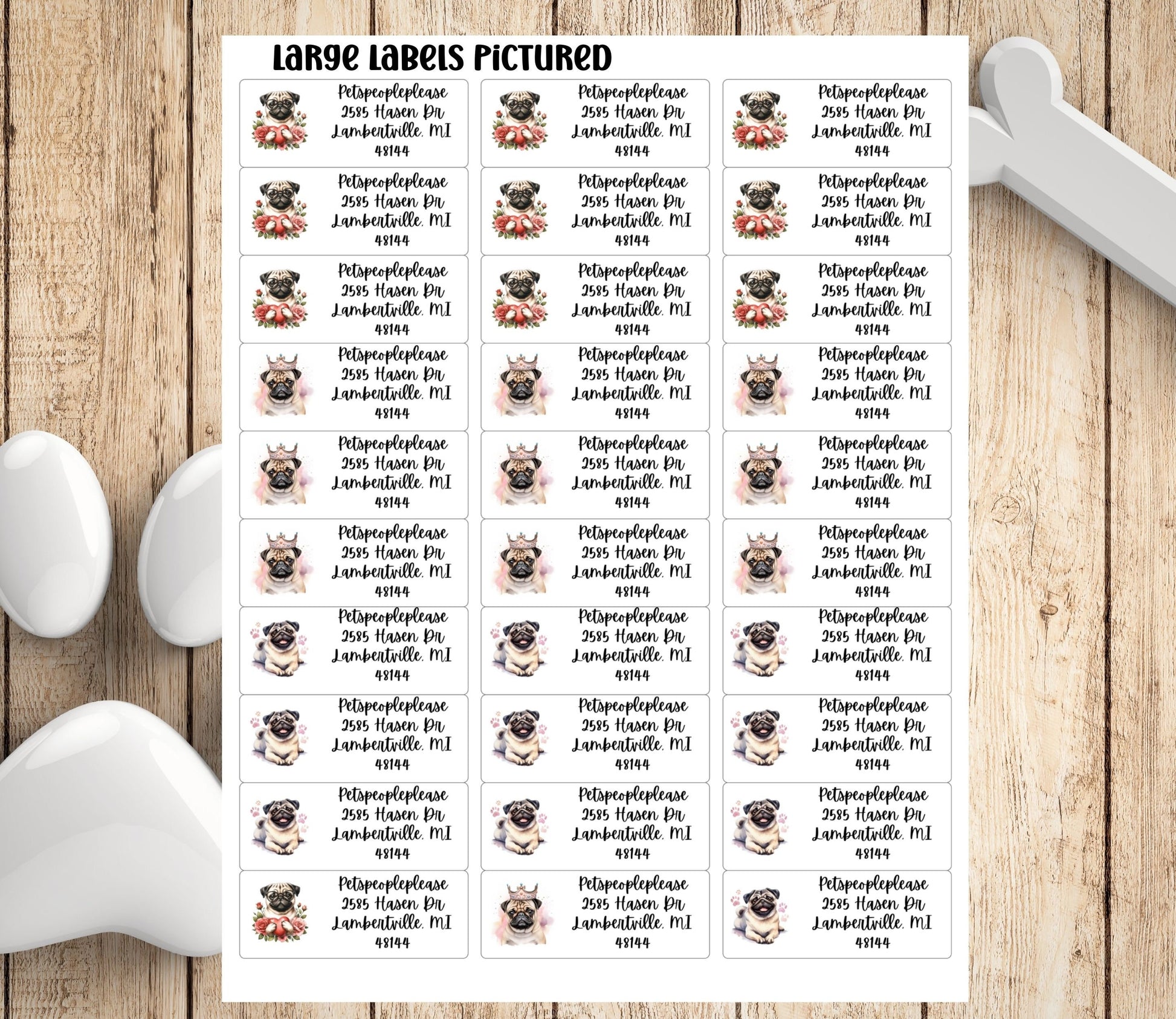 Cute Pug Return Address Labels with FREE Envelope Seal Dog Stickers. The perfect gift for the Pug mom - The Pawprint Paperie