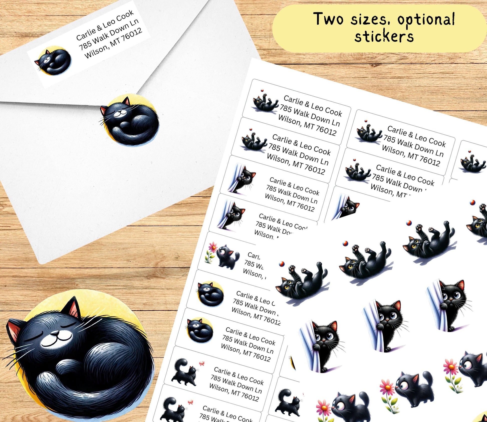 Personalized Funny Black Cats Return Address Labels | photo sticker | envelope addressing | personal sticker label | gift for dog mom - The Pawprint Paperie
