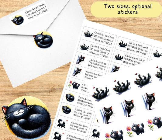 Personalized Funny Black Cats Return Address Labels | photo sticker | envelope addressing | personal sticker label | gift for dog mom - The Pawprint Paperie