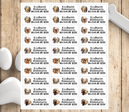 Cute Happy Dog return address labels, Envelope Addressing Supplies, Custom stickers for mailing, Dog mom gift, Stationery set - The Pawprint Paperie