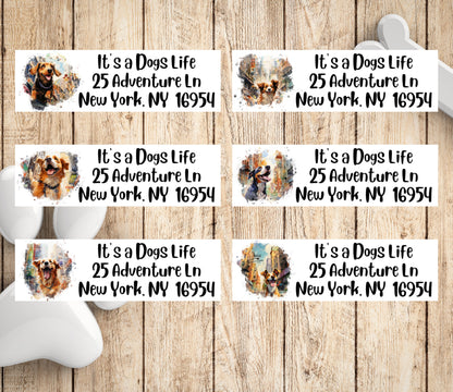Cute Happy Dog return address labels, Envelope Addressing Supplies, Custom stickers for mailing, Dog mom gift, Stationery set - The Pawprint Paperie