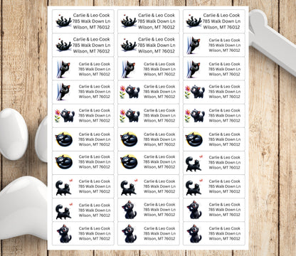 Personalized Funny Black Cats Return Address Labels | photo sticker | envelope addressing | personal sticker label | gift for dog mom - The Pawprint Paperie