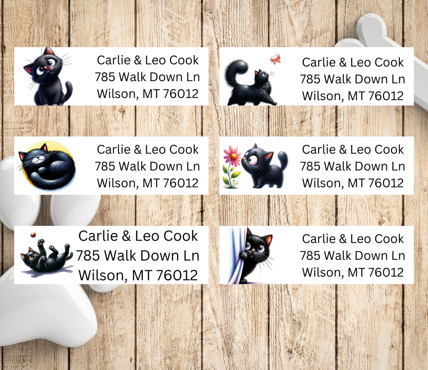 Personalized Funny Black Cats Return Address Labels | photo sticker | envelope addressing | personal sticker label | gift for dog mom - The Pawprint Paperie