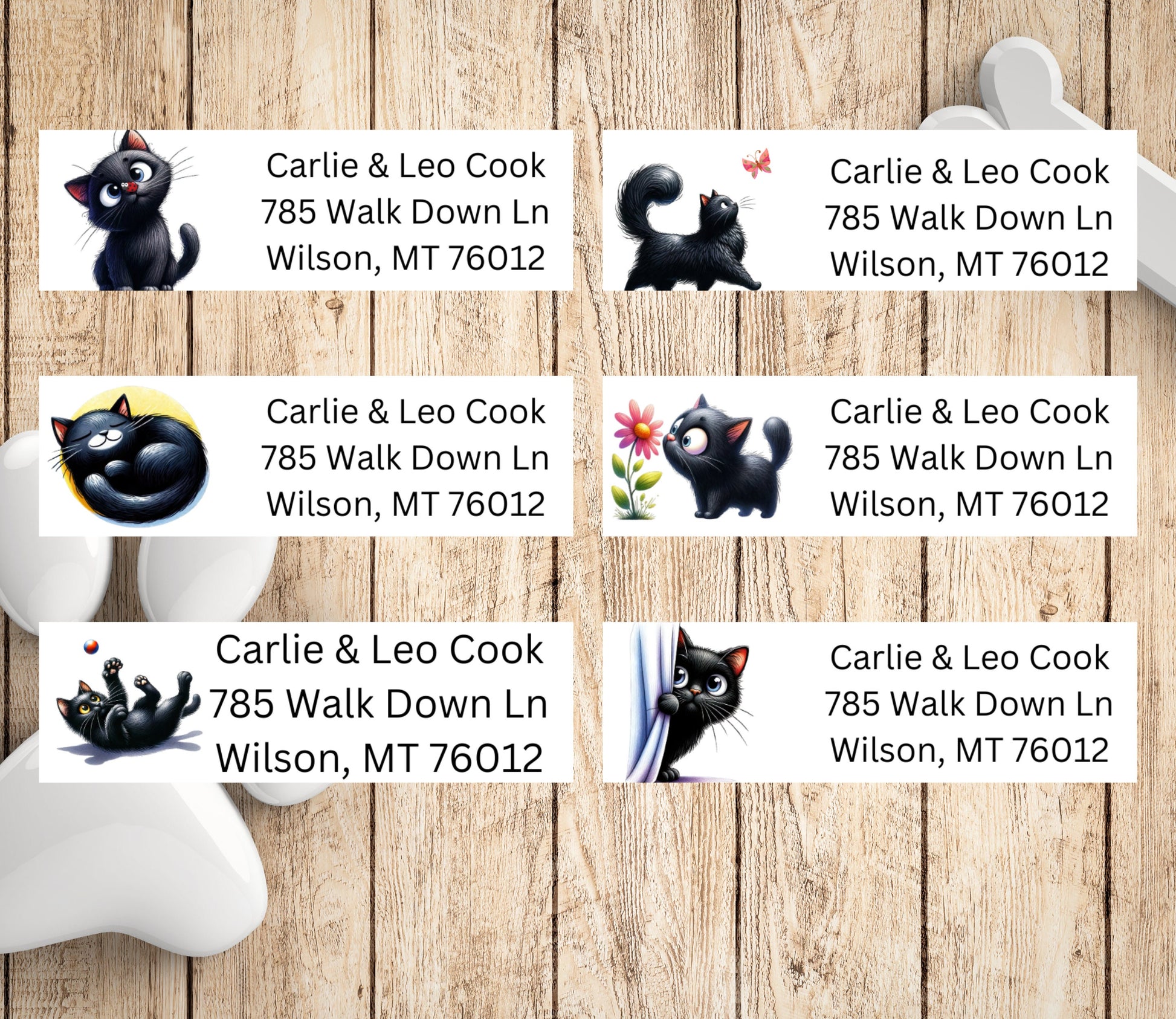 Personalized Funny Black Cats Return Address Labels | photo sticker | envelope addressing | personal sticker label | gift for dog mom - The Pawprint Paperie