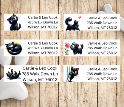Personalized Funny Black Cats Return Address Labels | photo sticker | envelope addressing | personal sticker label | gift for dog mom - The Pawprint Paperie
