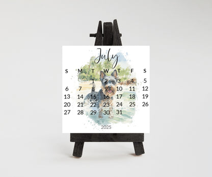 2026 Schnauzer Small desk mini calendar optional wood display stand - Small office desktop calendar - Unique Dog lovers - Pet parent gift - The Pawprint Paperie