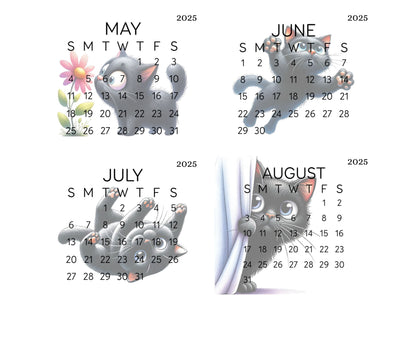 2026 Funny Black Cat Small Desk Calendar – Laminated 3.25&quot; x 3&quot; with Optional Wood Stand, Unique Cat Lover Gift, Cute Office Decor - The Pawprint Paperie
