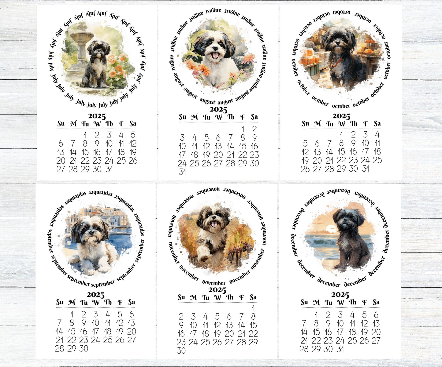 2026 Small Desk Calendar with optional Wood Stand-Shih Tzu | Lamination available | Mini Easel | Monthly calendar | Gift for dog mom or dad - The Pawprint Paperie
