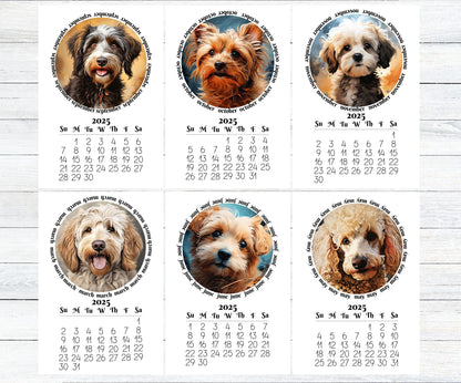 2026 mini monthly calendar optional wood stand, doodles. Small office desktop calendar. Stand up calendar. Dog mom or dad gift. Dog lovers - The Pawprint Paperie