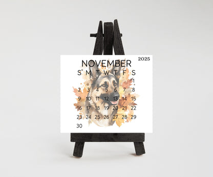 2026 Small Desk German Shephard Calendar, Optional wood display stand, police dog calendar, small office decor, gift for the Shepherd lover - The Pawprint Paperie