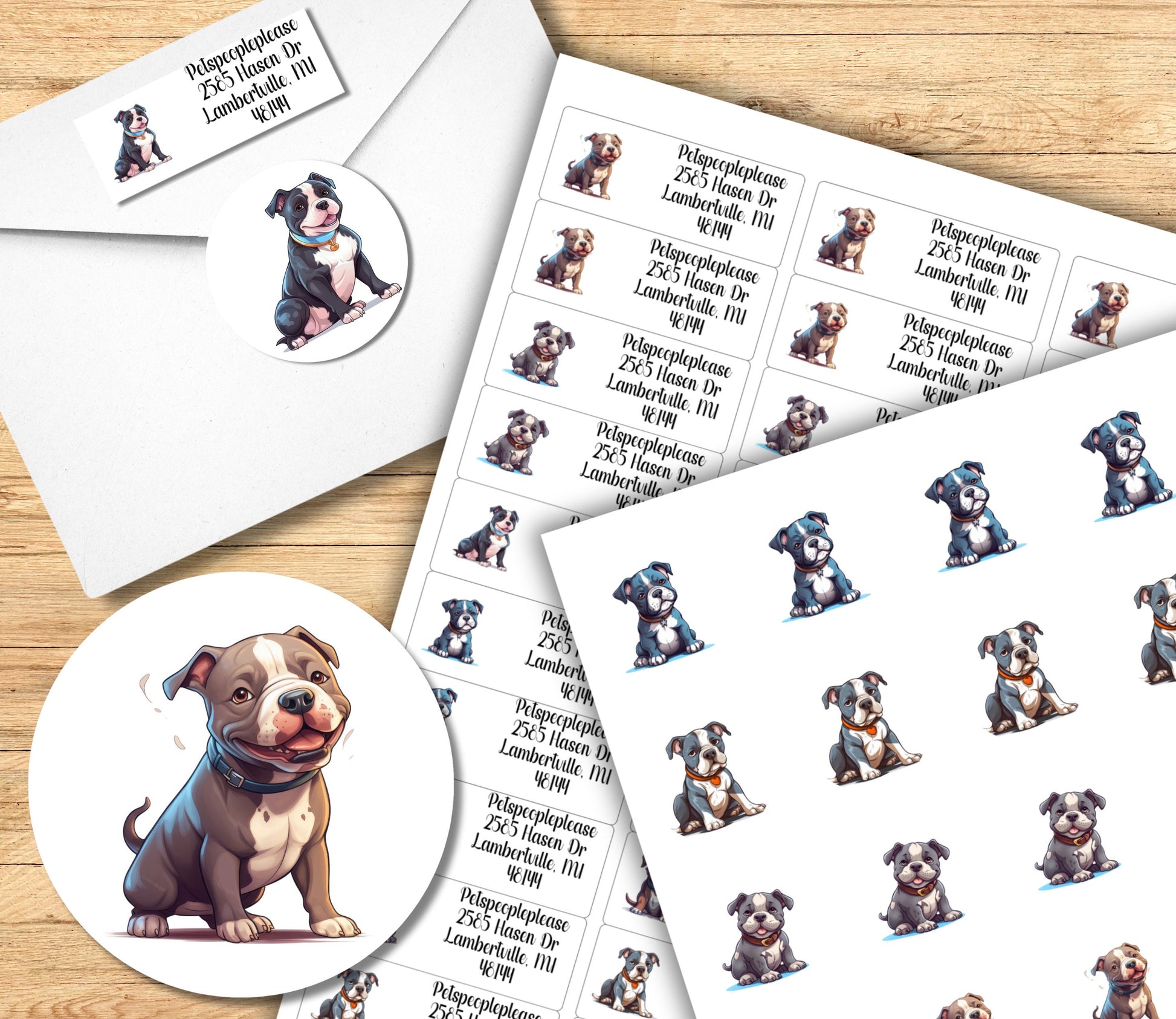 Return Address Label American Bully Dog | Pocket Bully | Peel and Stick Easy to Use | Mailing Letter stickers American Bulldog lover gift - The Pawprint Paperie
