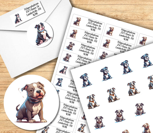 Return Address Label American Bully Dog | Pocket Bully | Peel and Stick Easy to Use | Mailing Letter stickers American Bulldog lover gift - The Pawprint Paperie