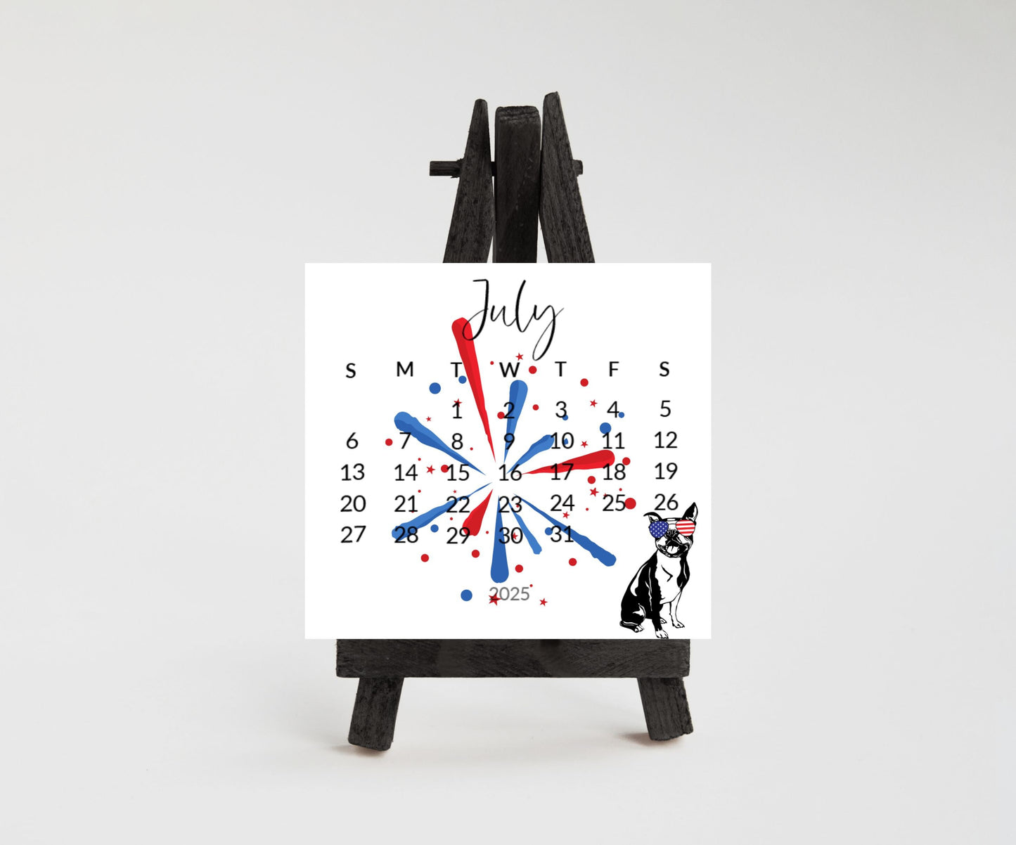2026 Boston Terrier small desk space stand up calendar - Mini desktop calendar pictures - gift for Boston Terrier -gift for friend -mom - The Pawprint Paperie