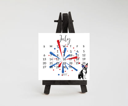 2026 Boston Terrier small desk space stand up calendar - Mini desktop calendar pictures - gift for Boston Terrier -gift for friend -mom - The Pawprint Paperie