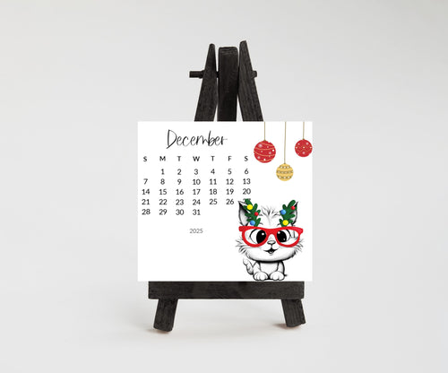 Funny Cat Desk Calendar 2026: Laminated Mini Monthly Calendar - The Pawprint Paperie