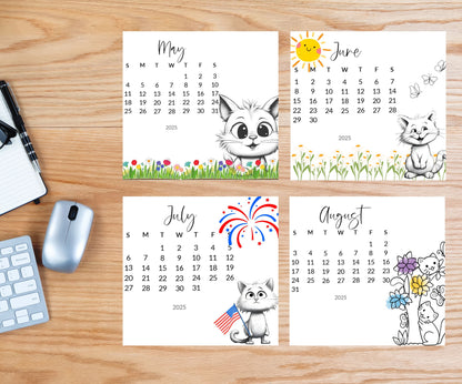 Funny Cat Desk Calendar 2026: Laminated Mini Monthly Calendar - The Pawprint Paperie