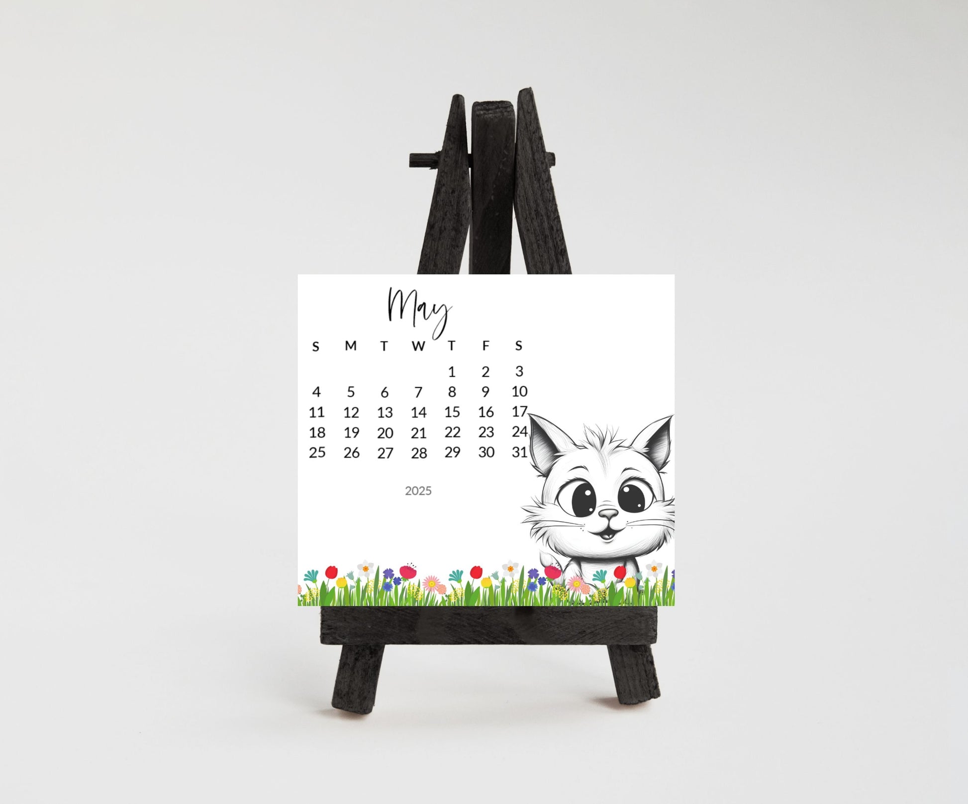 Funny Cat Desk Calendar 2026: Laminated Mini Monthly Calendar - The Pawprint Paperie