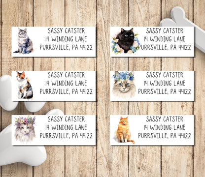 Custom Cat return address label stickers, round cat planner stickers, envelope seals, snail mail, personalized address label, Choose 3 cats - The Pawprint Paperie